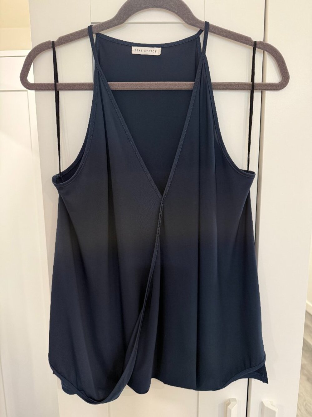 Australian Brand Pink Stitch spaghetti Dark Blue strap top (size S/M)